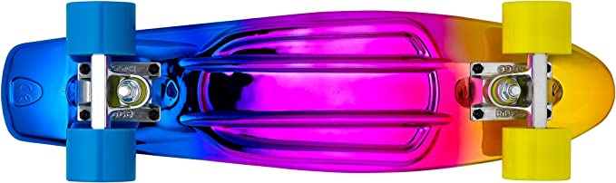 Ridge Skateboards Rainbow Neochrome 27" Mini Cruiser Complete Nickel board - UK Manufactured - Metallic Fades