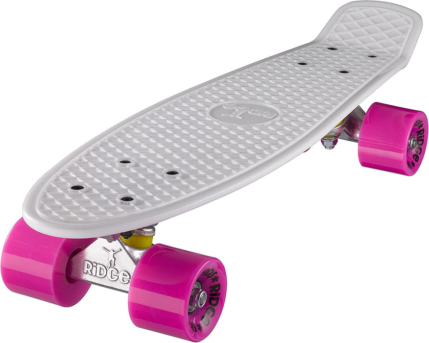 Ridge Retro 22" Board White Mini Cruiser Board - UK Manufactured