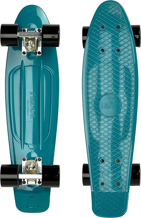 Ridge Skateboards Organics Complete Teal Mini Cruiser Skateboard 22" - UK Manufactured